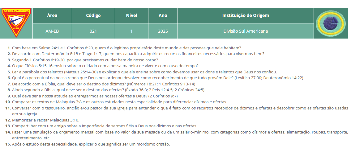 nova especialidade de mordomia